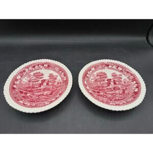 Set of 2 Vintage Spode Tower Pink Plates 6.25" - English Porcelain